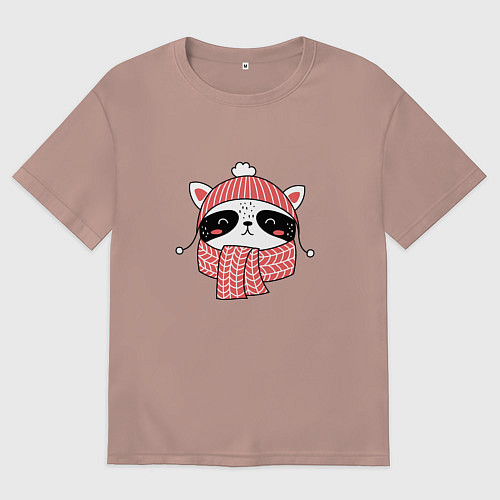 Мужская футболка оверсайз МИЛЫЙ НОВОГОДНИЙ ЕНОТИК / Пыльно-розовый – фото 1