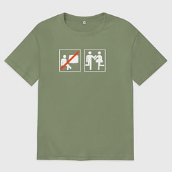 Футболка оверсайз мужская Танцам - да, телевизору - нет, цвет: авокадо