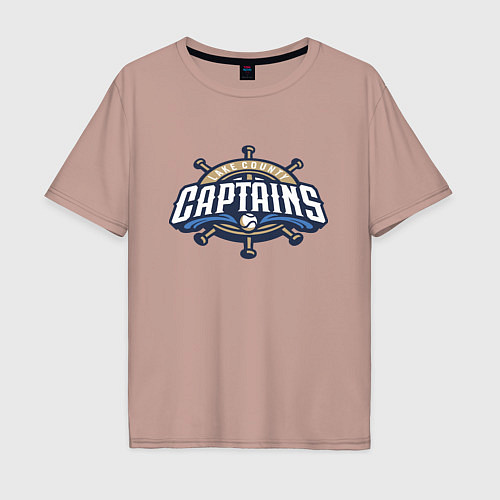 Мужская футболка оверсайз Lake County Captains - baseball team / Пыльно-розовый – фото 1