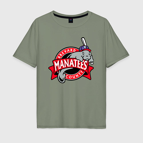 Мужская футболка оверсайз Brevard County Manatees - baseball team / Авокадо – фото 1