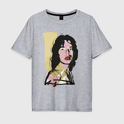 Футболка оверсайз мужская Andy Warhol - Mick Jagger pop art, цвет: меланж
