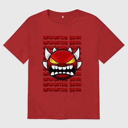 Мужская футболка оверсайз GEOMETRY DASH КРАСНЫЙ ОГНЕННЫЙ ДЕМОН