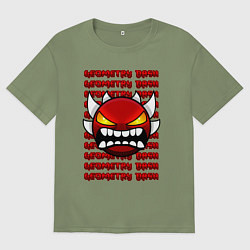 Мужская футболка оверсайз GEOMETRY DASH КРАСНЫЙ ОГНЕННЫЙ ДЕМОН