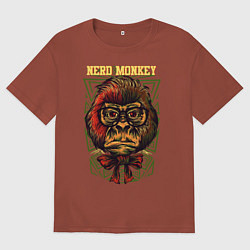 Мужская футболка оверсайз Обезьяна ботан