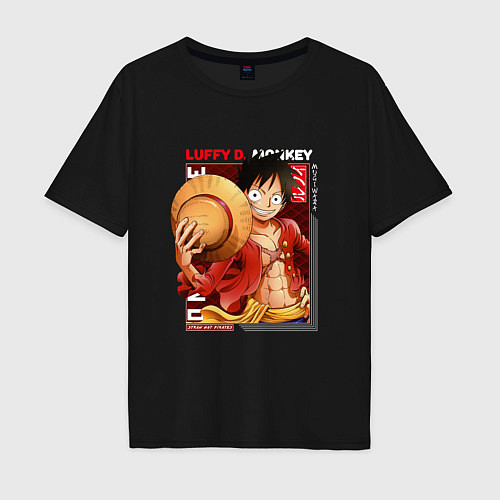 Мужская футболка оверсайз Ван-Пис One Piece, Луффи Мугивара / Черный – фото 1