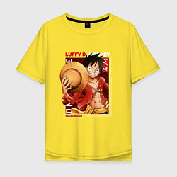 Футболка оверсайз мужская Ван-Пис One Piece, Луффи Мугивара, цвет: желтый