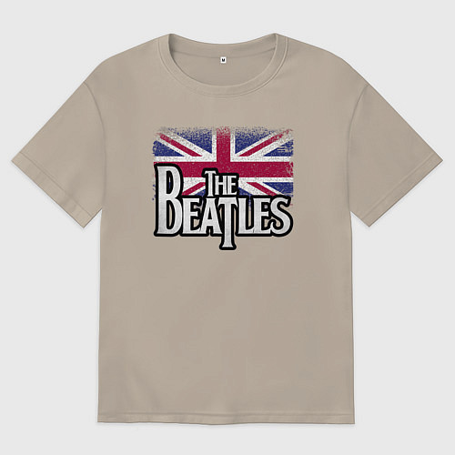 Мужская футболка оверсайз The Beatles Great Britain Битлз / Миндальный – фото 1