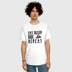 Футболка оверсайз мужская Eat, sleep, ride, repeat, цвет: белый — фото 2