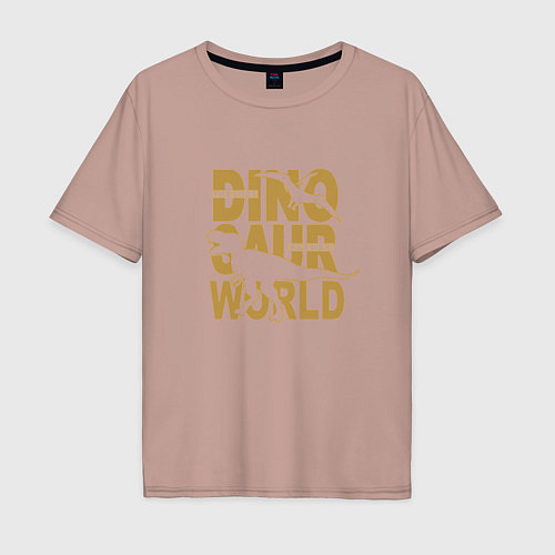 Мужская футболка оверсайз Потреяный мир динозавров / Пыльно-розовый – фото 1