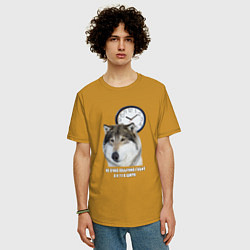 Футболка оверсайз мужская Мем про волка АУФ, цвет: горчичный — фото 2