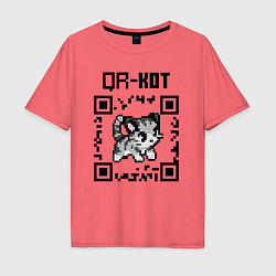 Мужская футболка оверсайз QR код QR кот
