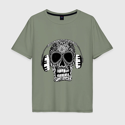 Мужская футболка оверсайз Musical skull / Авокадо – фото 1