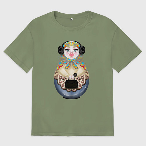 Мужская футболка оверсайз Современная матрешка / Авокадо – фото 1
