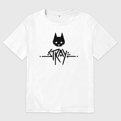 Футболка оверсайз мужская Stray: Black Logo, цвет: белый