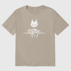 Футболка оверсайз мужская Stray: White Logo, цвет: миндальный