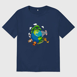Футболка оверсайз мужская Мир животных, цвет: тёмно-синий