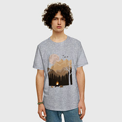 Футболка оверсайз мужская Туристический поход в лесу, цвет: меланж — фото 2