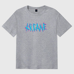 Футболка оверсайз мужская ARCANE LEAGUE OF LEGENDS NEON LOGO, цвет: меланж