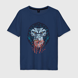 Футболка оверсайз мужская Голова буйной гориллы, цвет: тёмно-синий