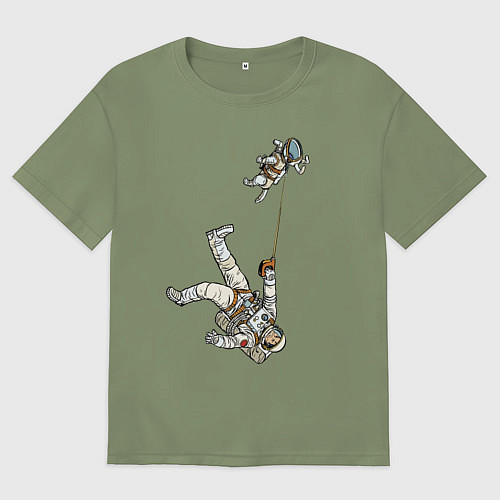 Мужская футболка оверсайз Космическое выгуливание пса / Авокадо – фото 1