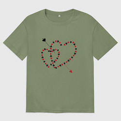 Футболка оверсайз мужская Пронзенные стрелой сердца, цвет: авокадо