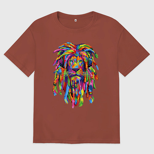 Мужская футболка оверсайз Lion dreaD / Кирпичный – фото 1
