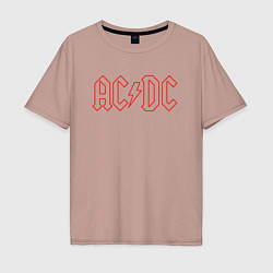 Футболка оверсайз мужская ACDC - Logo, цвет: пыльно-розовый