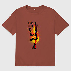 Футболка оверсайз мужская CS GO Винтовка M4A4 HOWL, цвет: кирпичный