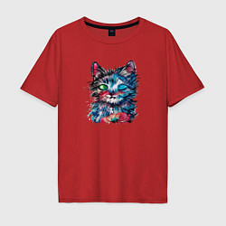 Мужская футболка оверсайз Космический кот Space cat