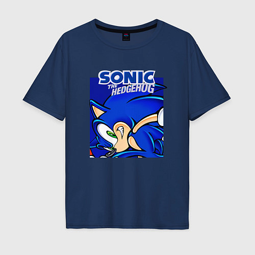 Мужская футболка оверсайз Sonic Adventure Sonic / Тёмно-синий – фото 1