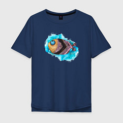 Футболка оверсайз мужская Забавная рыбка, цвет: тёмно-синий