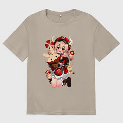 Футболка оверсайз мужская КЛИ милейшее создание Геншин, цвет: миндальный