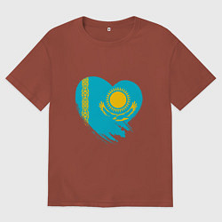 Мужская футболка оверсайз Сердце - Казахстан