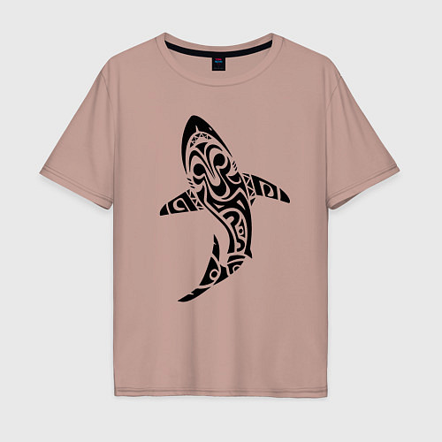 Мужская футболка оверсайз Sharks tattoo / Пыльно-розовый – фото 1