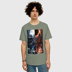 Футболка оверсайз мужская Dark Souls x Bloodborne Дарк Соулс, цвет: авокадо — фото 2