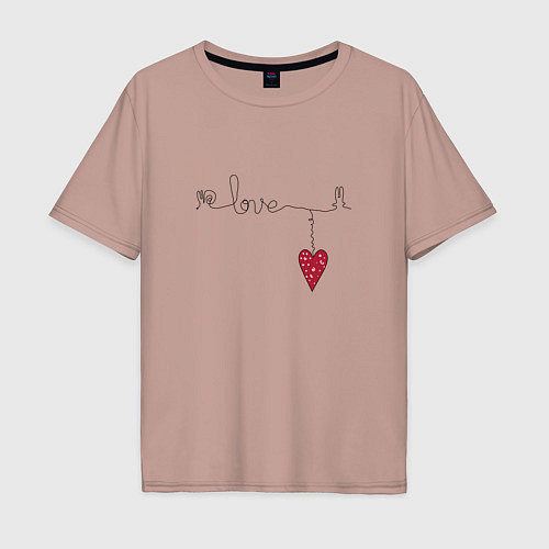 Мужская футболка оверсайз Love Сердечко / Пыльно-розовый – фото 1