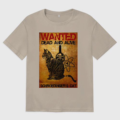 Мужская футболка оверсайз Разыскивается Кот / Миндальный – фото 1