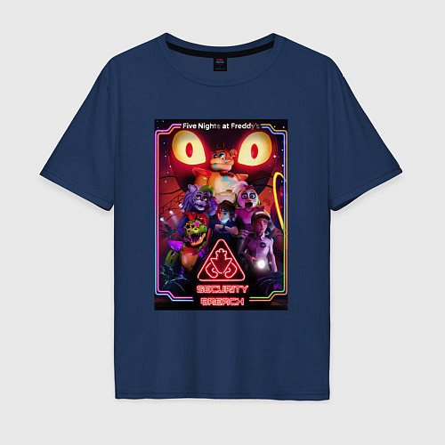 Мужская футболка оверсайз Five Nights at Freddys 5 poster / Тёмно-синий – фото 1