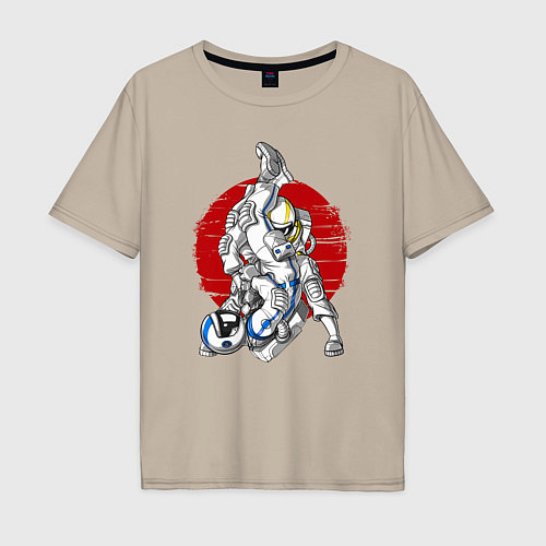 Мужская футболка оверсайз Боевые искусства космонавтов / Миндальный – фото 1