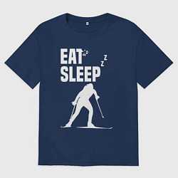 Мужская футболка оверсайз Ешь, Спи, Биатлон