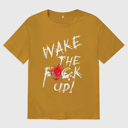 Мужская футболка оверсайз WAKE THE F*CK UP! CYBERPUNK КИБЕРПАНК