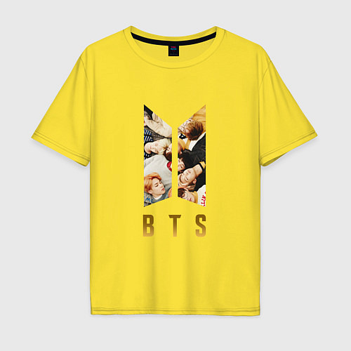Мужская футболка оверсайз БТС Логотип Фото / Желтый – фото 1