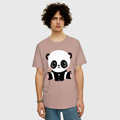 Мужская футболка оверсайз Няшная Панда 2022 / Пыльно-розовый – фото 3