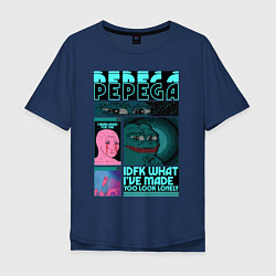 Футболка оверсайз мужская Pepega и мемы Пиксель арт, цвет: тёмно-синий