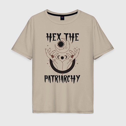 Мужская футболка оверсайз Hex the patriarchy / Миндальный – фото 1