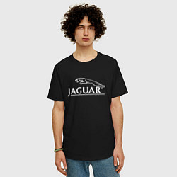 Футболка оверсайз мужская Jaguar, Ягуар Логотип, цвет: черный — фото 2