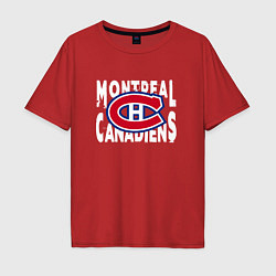 Футболка оверсайз мужская Монреаль Канадиенс, Montreal Canadiens, цвет: красный