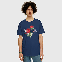 Футболка оверсайз мужская Feminist AF, цвет: тёмно-синий — фото 2