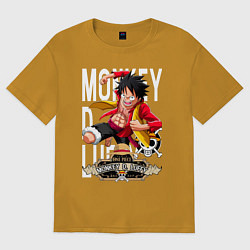 Футболка оверсайз мужская One Piece Monkey Большой Куш Манки, цвет: горчичный