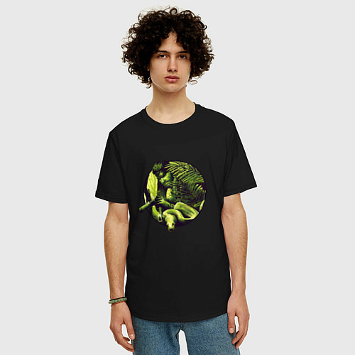 Мужская футболка оверсайз Снейк в джунглях / Черный – фото 3